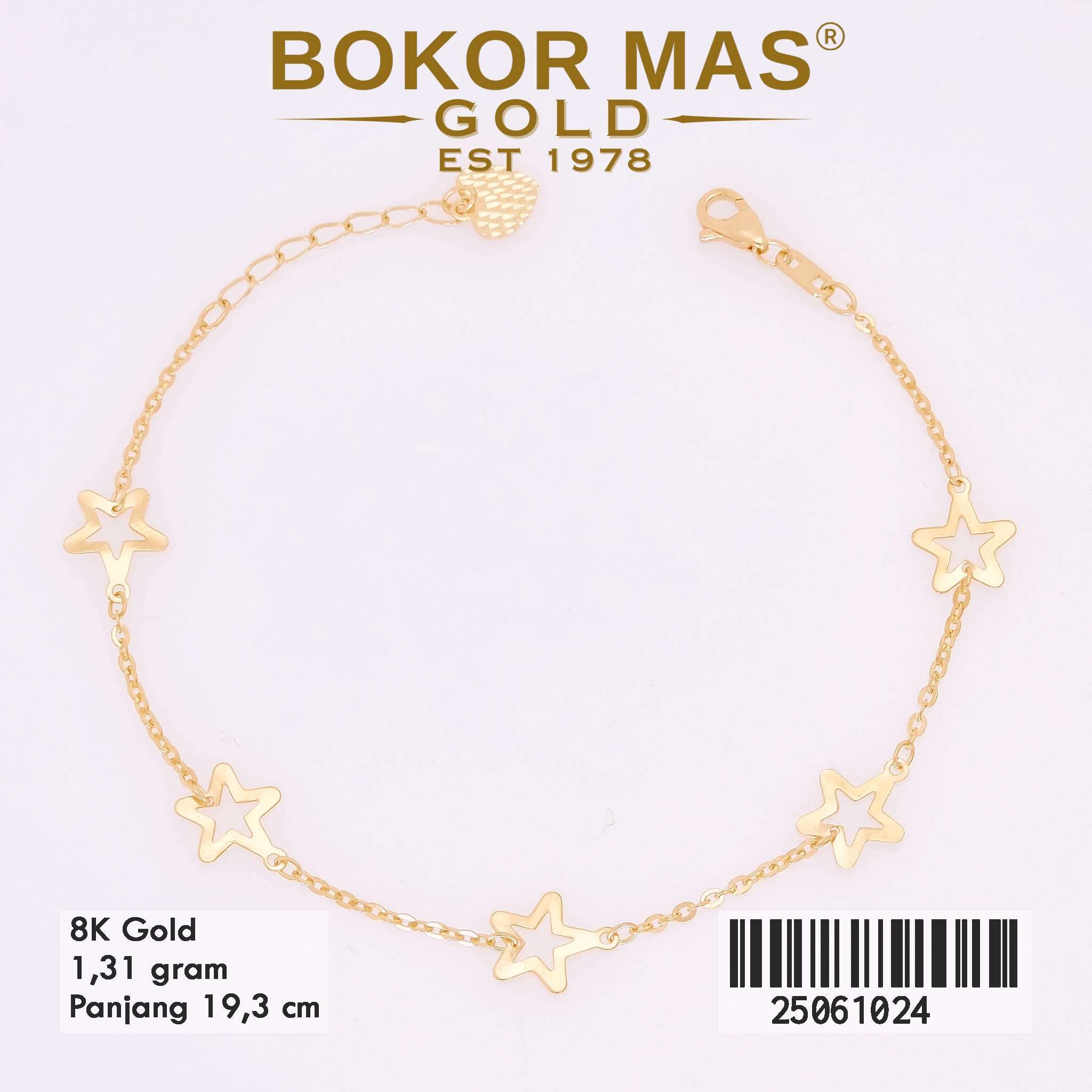 Gelang Emas Rantai Variasi Bintang - 25061024 - 8K