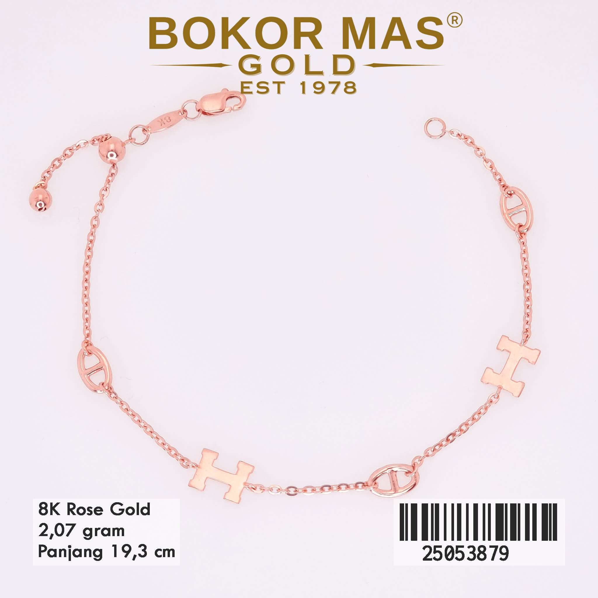 Gelang Emas Rantai Serut Variasi Tanpa Permata - 25053879 - 8K