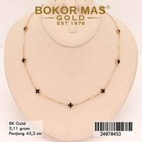 Kalung Emas Variasi Tujuh Clover Hitam - 24070453 - 8K