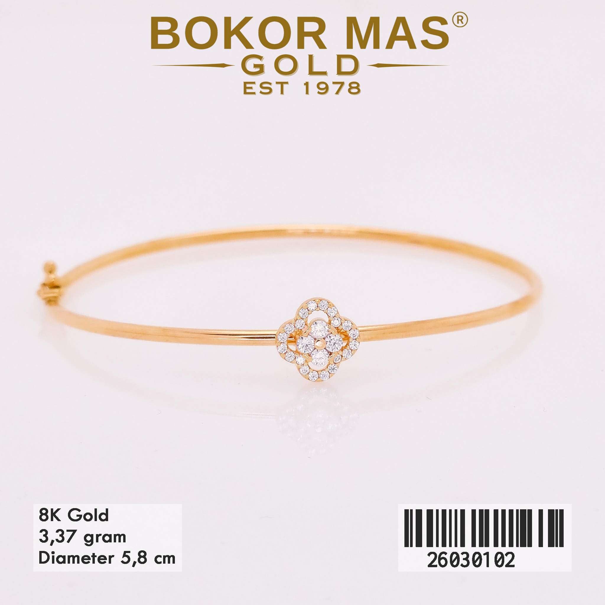 Gelang Kaku Model Bunga Permata - 26030102 - 8K