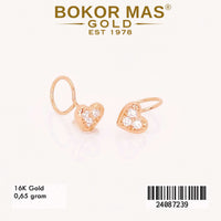 Anting  Emas Toge Variasi Hati Permata - 24087239 - 16K