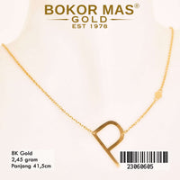 Kalung Emas Huruf P Variasi Tanpa Permata - 23060605 - 8K