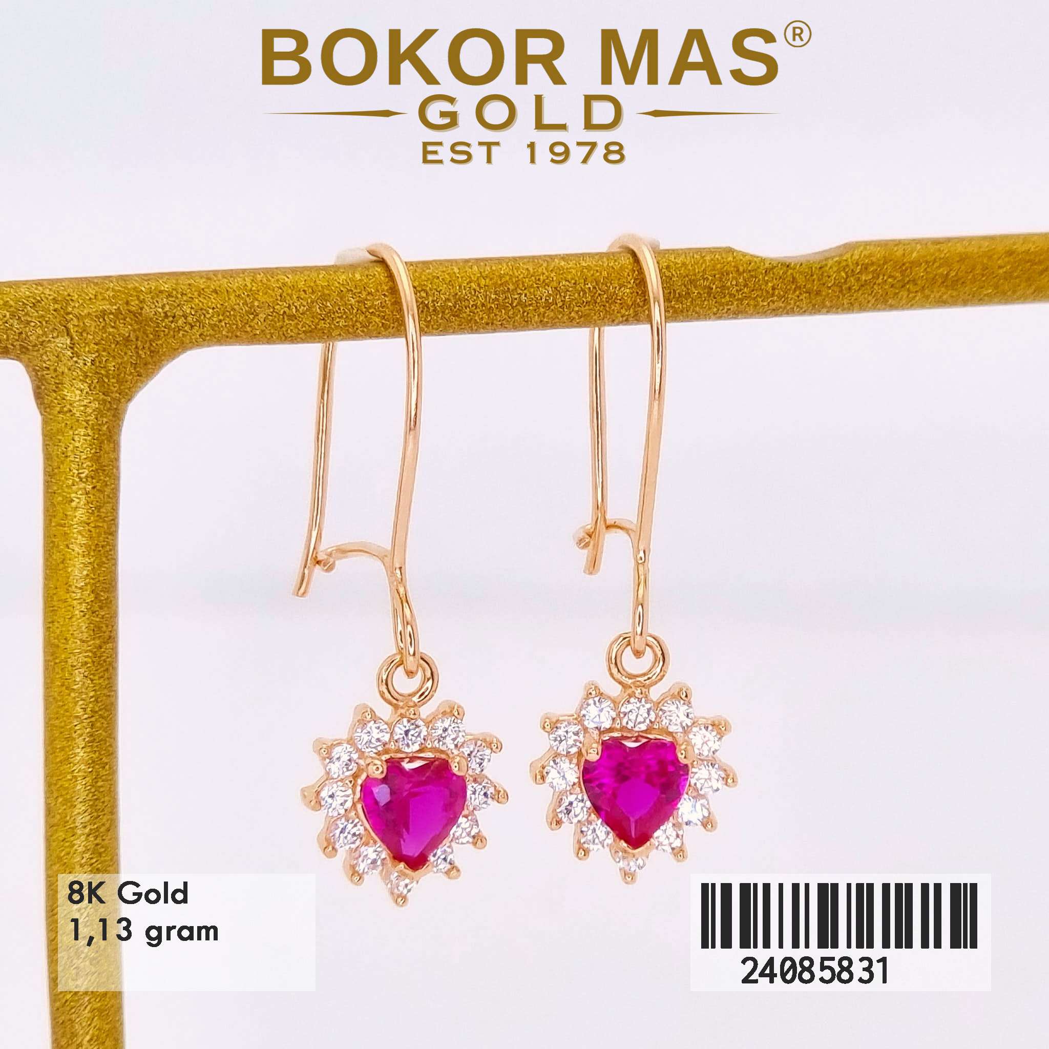 Anting Variasi Heart Red - 24085831 - 8K