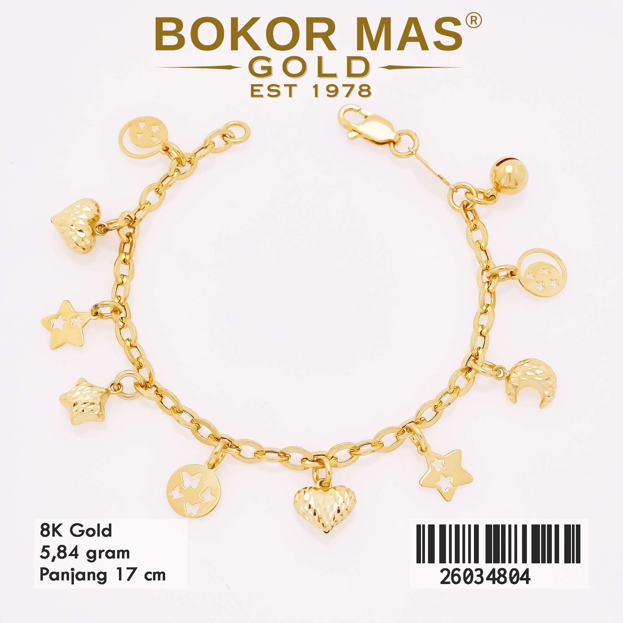  Gelang Rantai Variasi Mainan Bulan Bintang - 26034804 - 8K