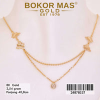 Kalung Emas  Layer Kupu-Kupu Hitam Variasi Tanpa Permata - 24070337 - 8K