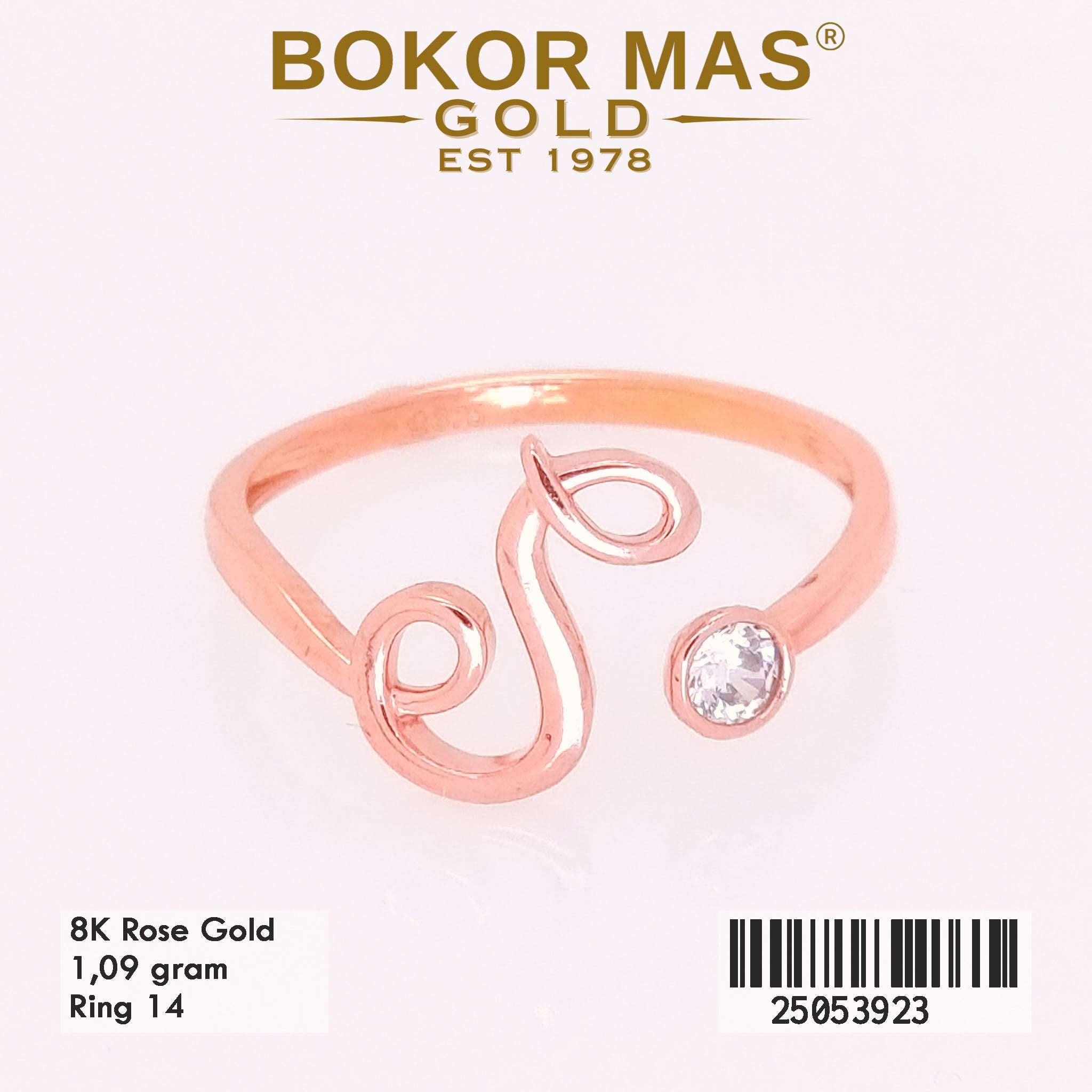Cincin Emas Variasi Huruf S Permata - 25053923 - 8K
