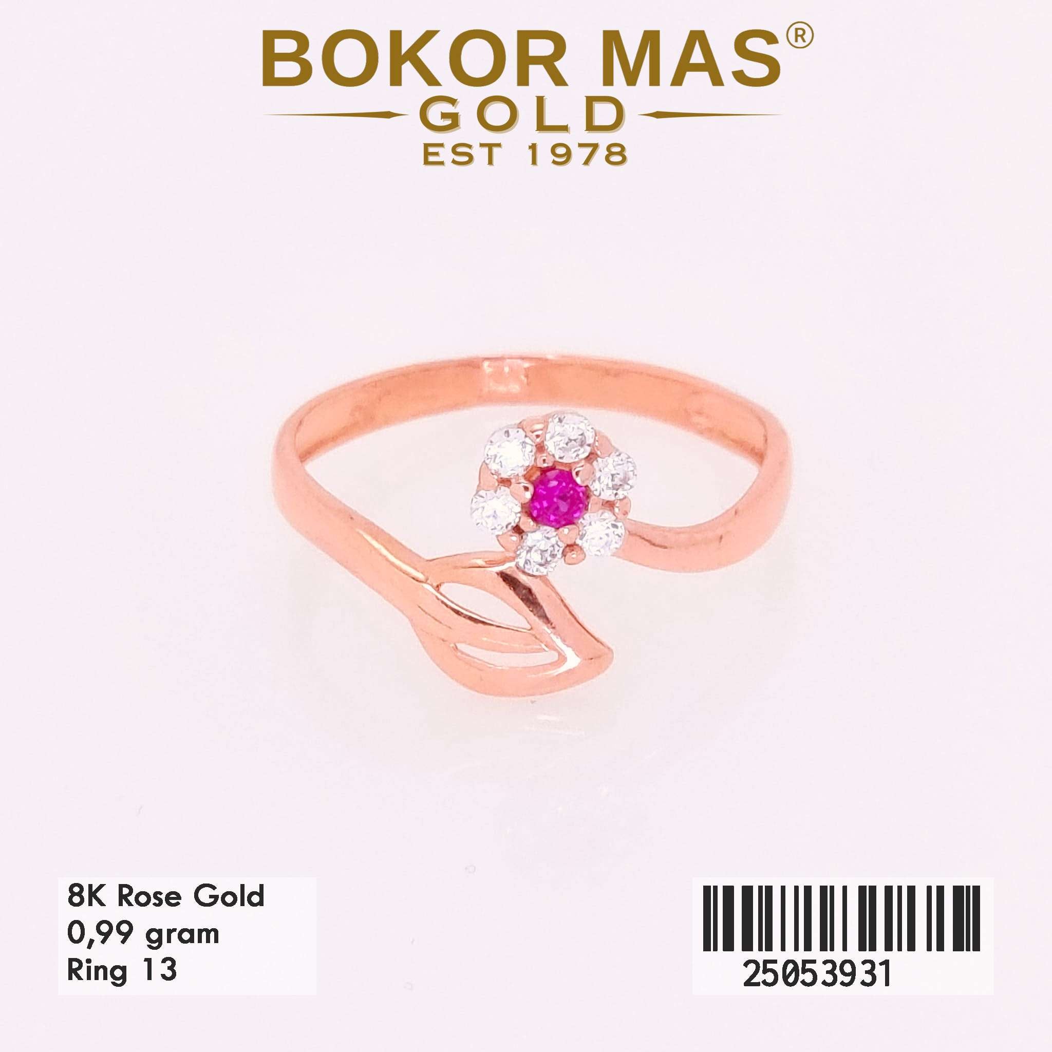 Cincin Emas Variasi Bunga Permata Pink - 25053931 - 8K