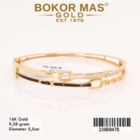 Gelang  Emas Kaku Variasi Dua Layer Permata - 23080478 - 16K