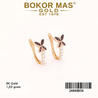 Anting Emas Klip Bunga Variasi Permata - 24048054 - 8K