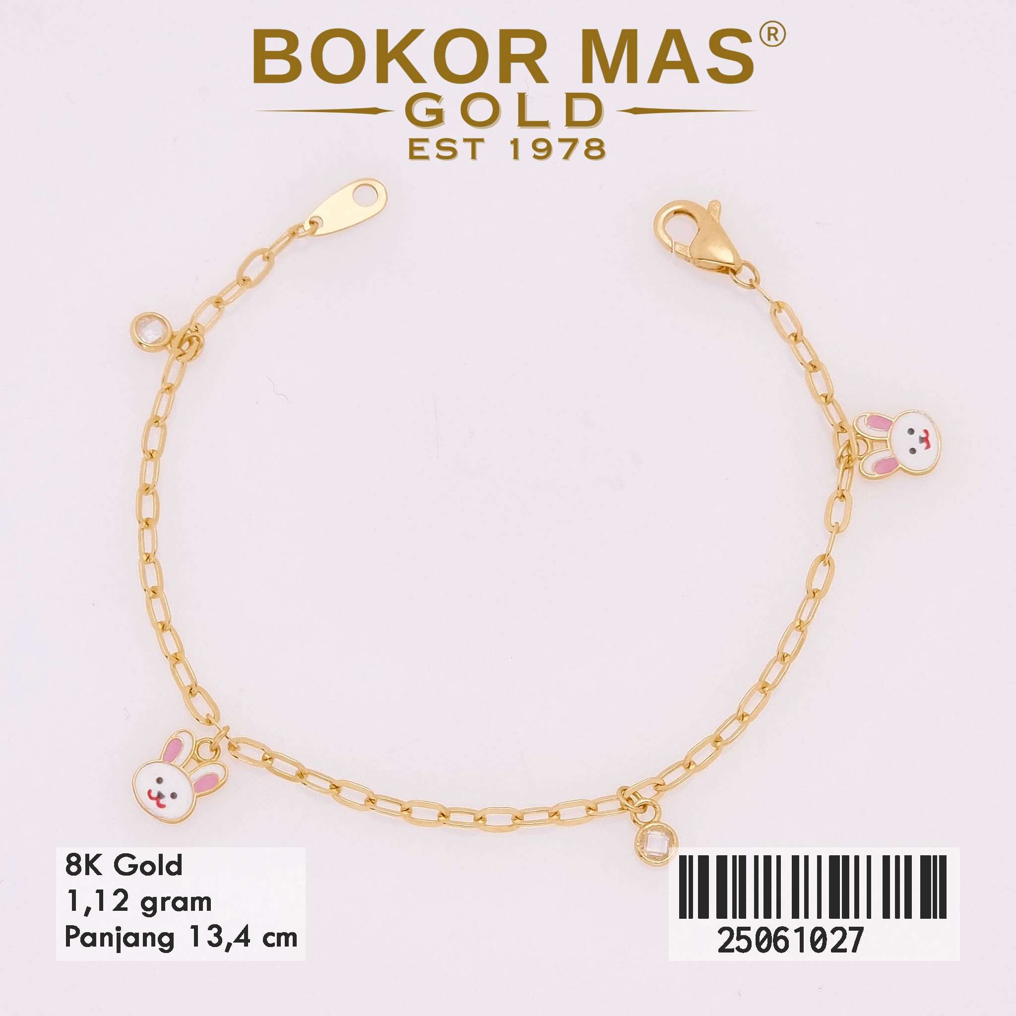 Gelang Emas Rantai Anak Variasi Boneka Kelinci - 25061027 - 8K