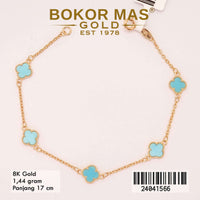 Gelang  Emas Rantai Variasi Clover Biru - 24041566 - 8K