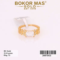 Cincin Emas Variasi Batu Permata Kotak - 24075433 - 8K