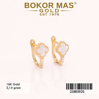 Anting Emas  Klip Variasi Clover Putih - 23089925 - 16K