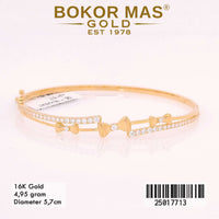 Gelang  Emas Kaku Variasi Pita Permata - 25017713 - 16K