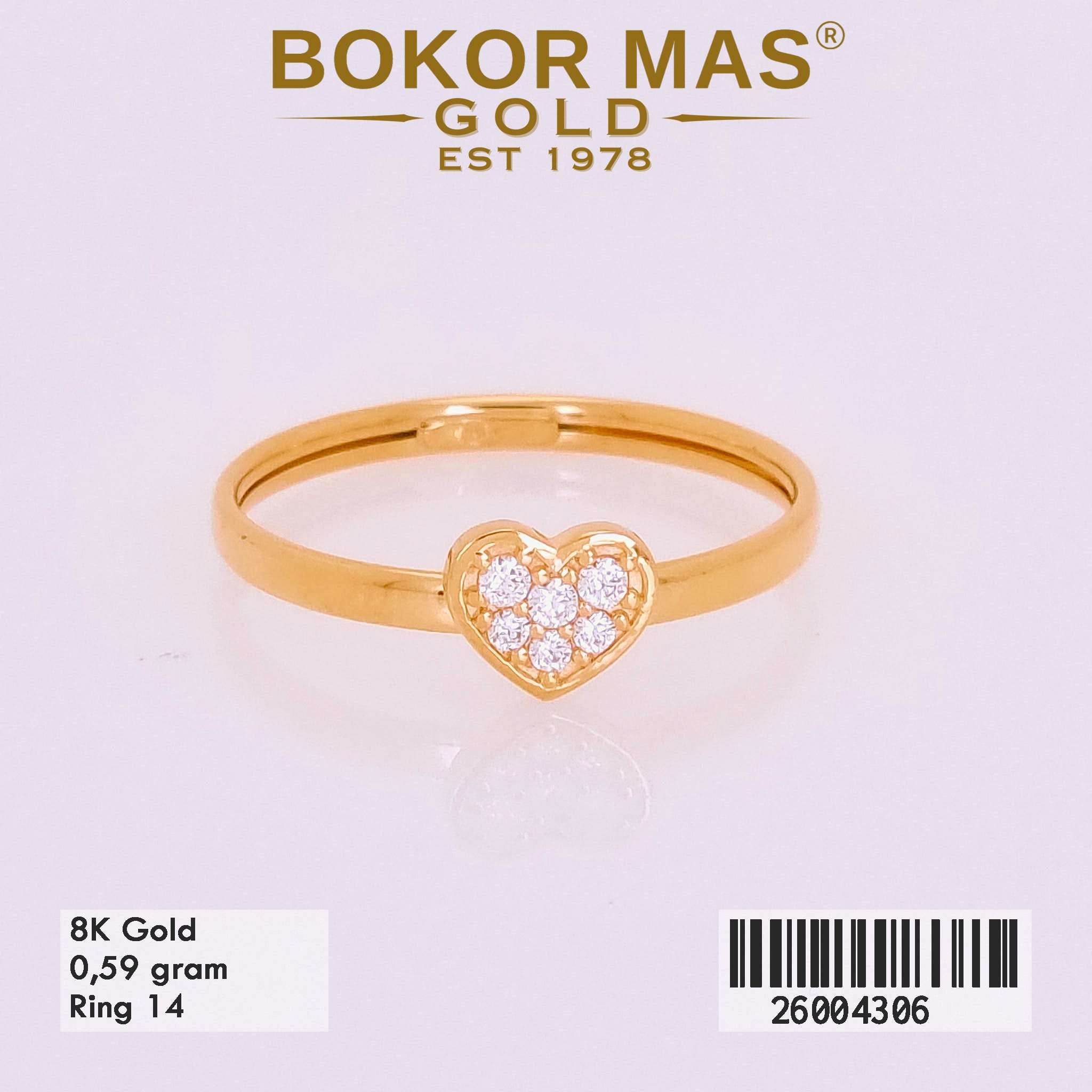 Foto Cincin Emas Asli Cincin Variasi Hati 8K - Perhiasan Asli Bokormas Gold
