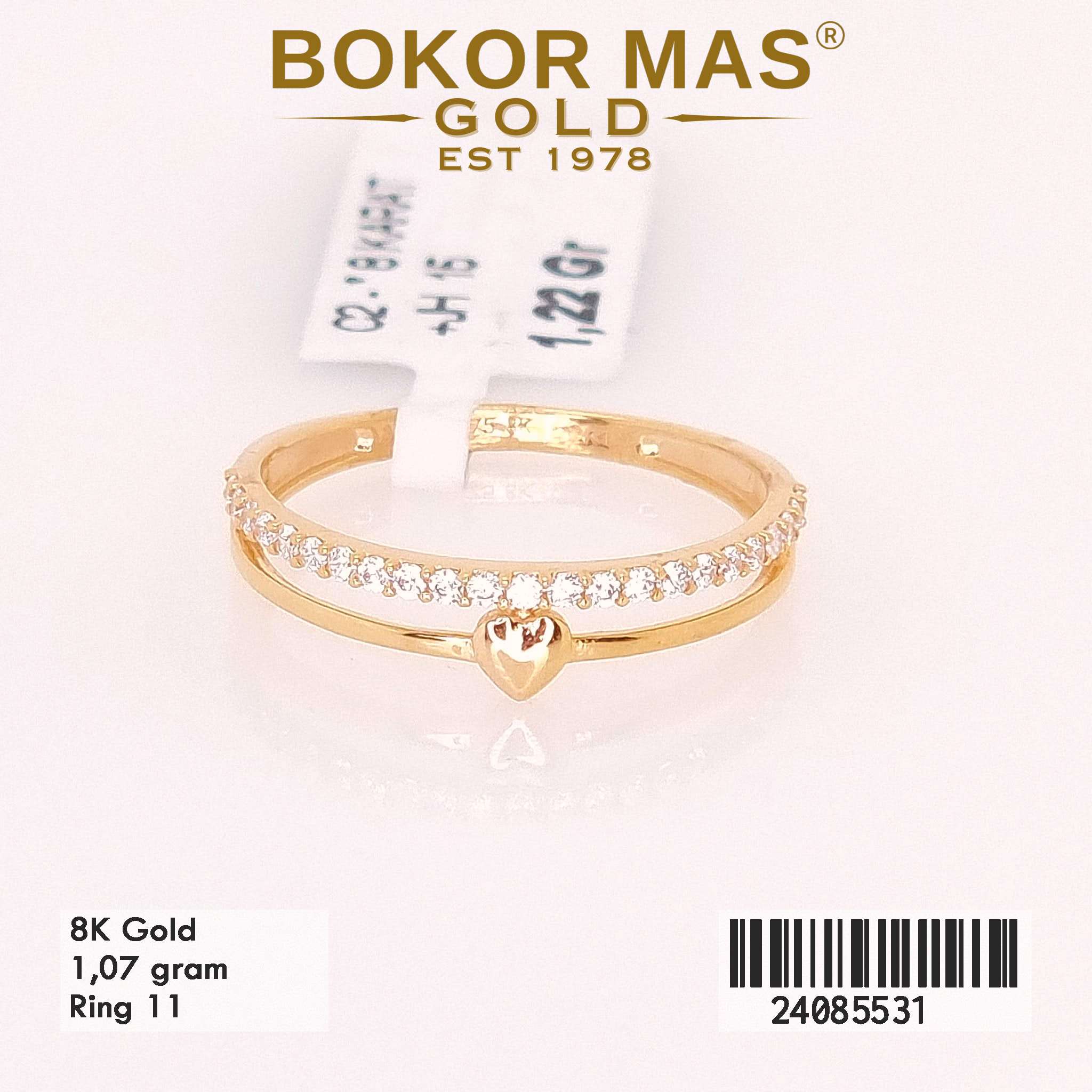 Cincin Variasi Dua Layer Hati Permata - 24085531 - 8K