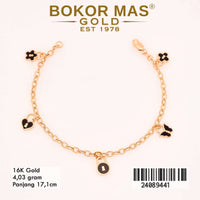 Gelang Emas Rantai Hollotifani Variasi Mainan List Hitam - 24089441 - 16K