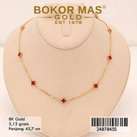 Kalung Emas Siyem Variasi Clover Merah - 24070455 - 8K