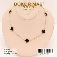 Kalung Emas Siyem Variasi Lima Clover Hitam - 24070448 - 8K