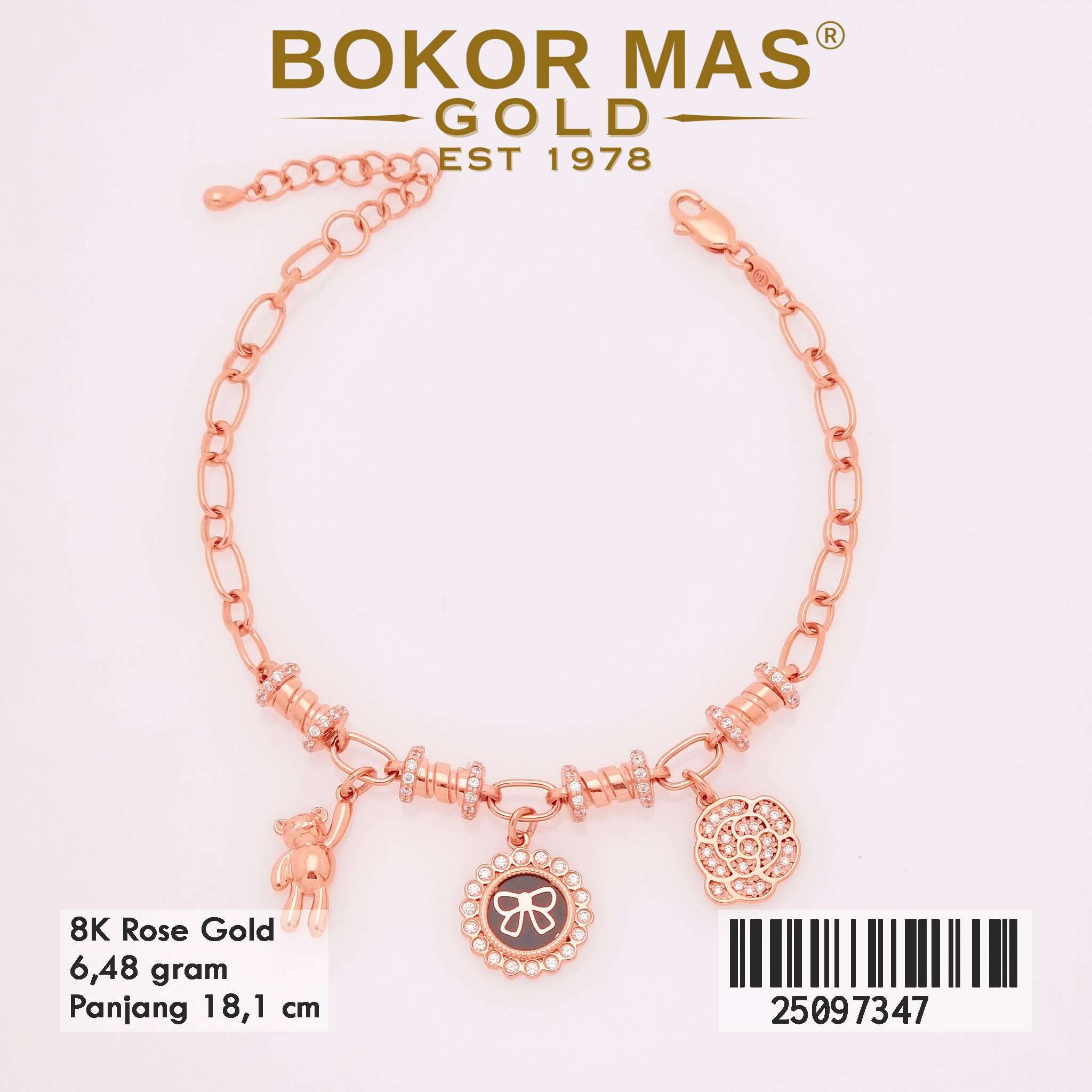 Foto Gelang Emas Asli Gelang  Variasi Main 8K - Perhiasan Asli Bokormas Gold