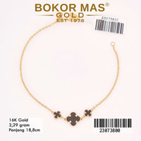 Gelang  Emas Rantai Siem Variasi Clover Hitam  - 23073800 - 16K