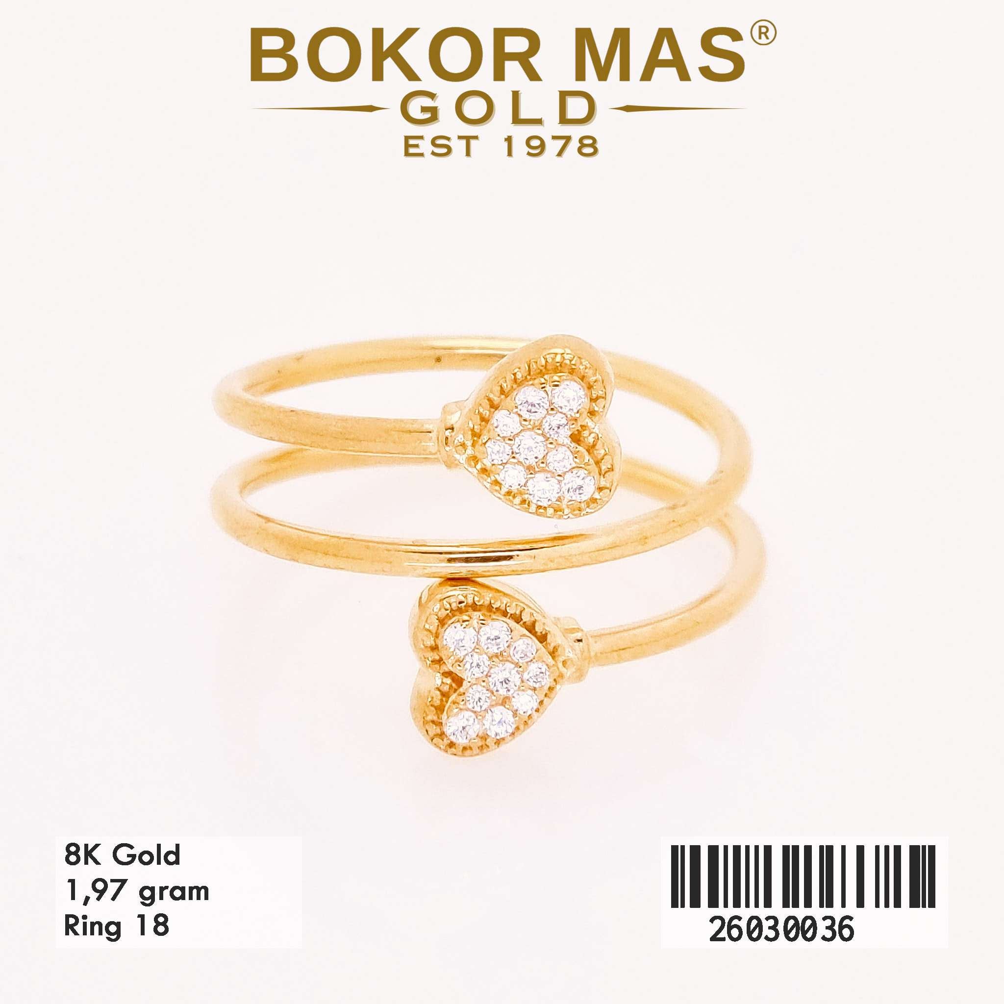  Cincin Variasi Spiral Hati Permata - 26030036 - 8K