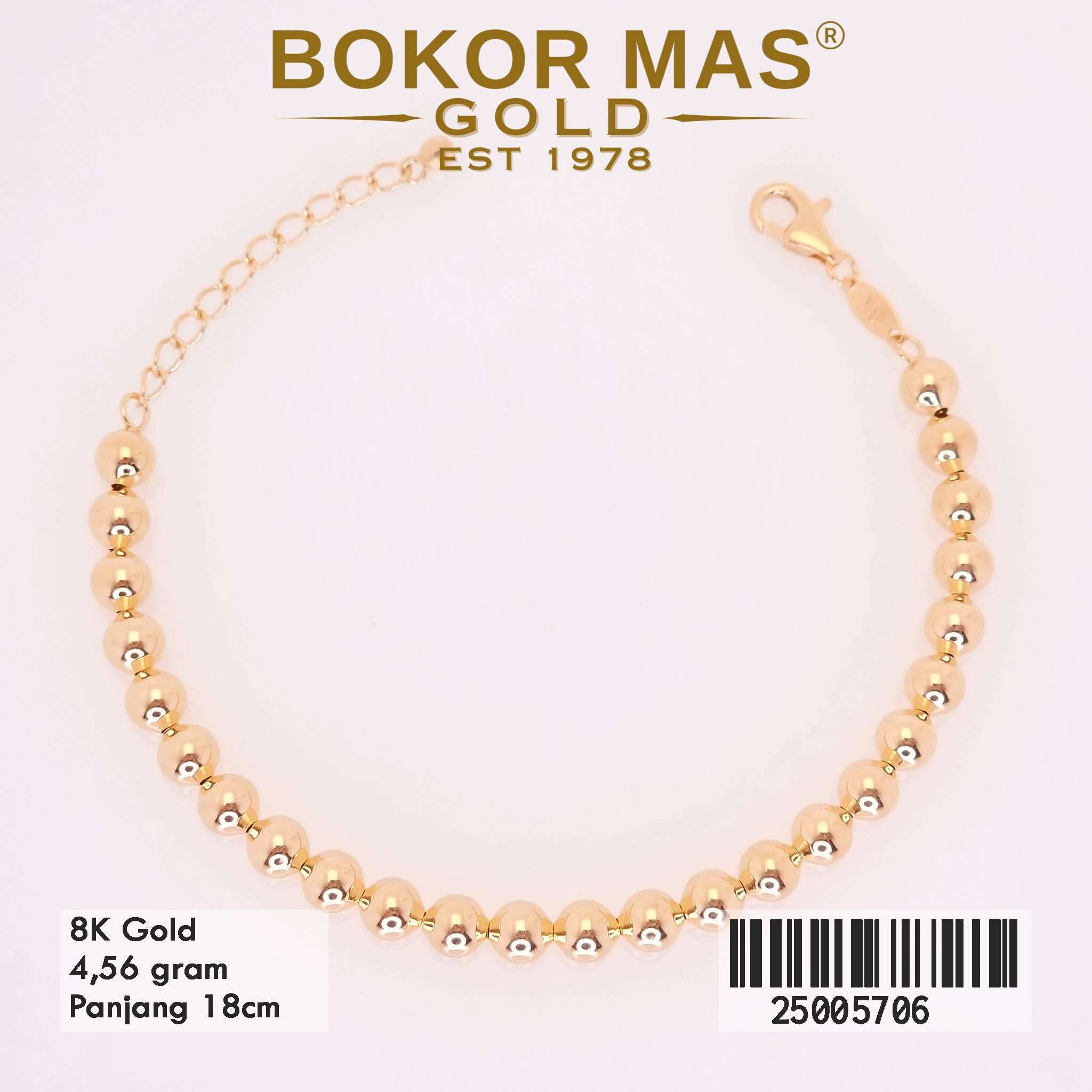 Gelang Rantai Variasi Bola-Bola Tanpa Permata - 25005706 - 8K