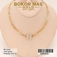 Kalung Emas Variasi H Permata - 24056822 - 8K